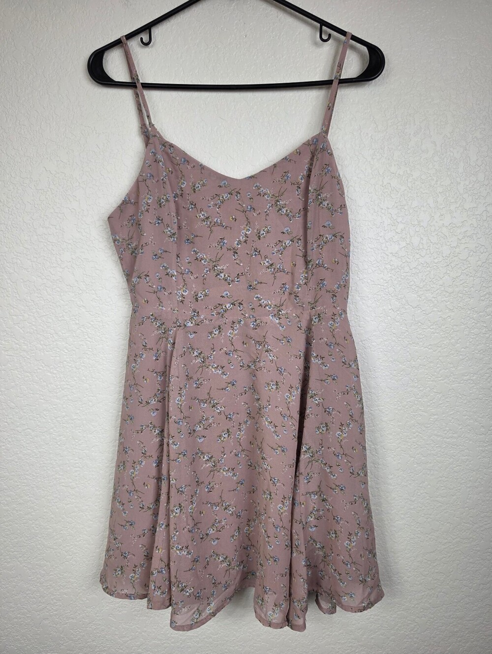 Vintage Papaya Pink Floral Spaghetti Strap Dress Medium